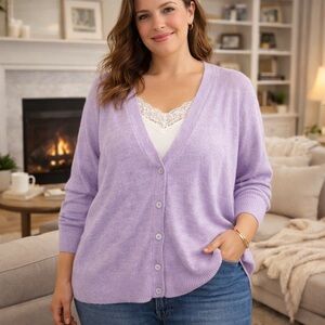 GAP Women's Lilac Light Weight Cardigan Sweater 100% Cotton Size XXL